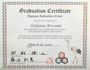 Certificazione Japanese Embroidery Center